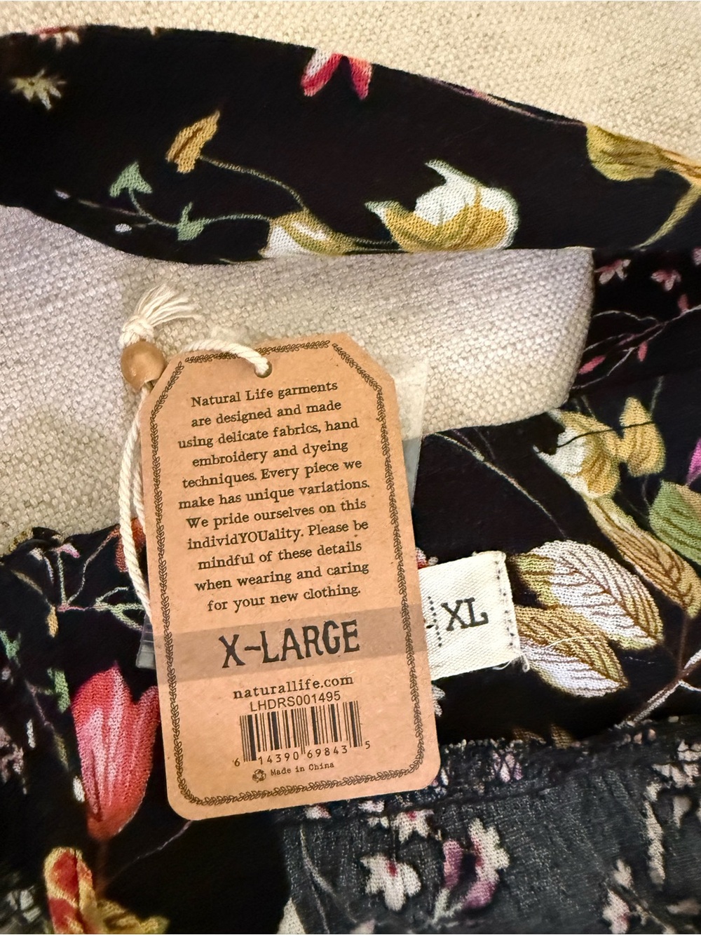 NATURAL LIFE NWT Black Floral Boho Maxi Dress, size XL. - Picture 6 of 13